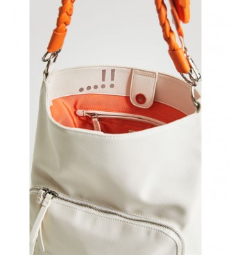 Desigual Meia bolsa de ombro Butan Logotipo Branco -29x14x33cm