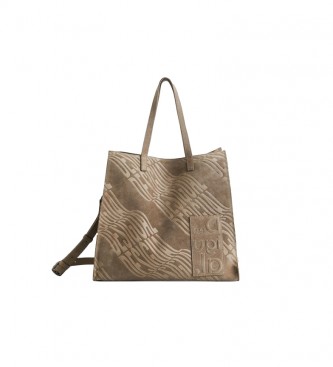 Desigual Large brown logo leather bag