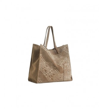 Desigual Large brown logo leather bag