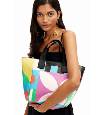 Desigual Flerfarvet geometrisk shopper-taske