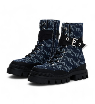 Desigual Botas Track Monogram preto, azul