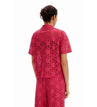 Desigual Camisa curta de renda rosa resort