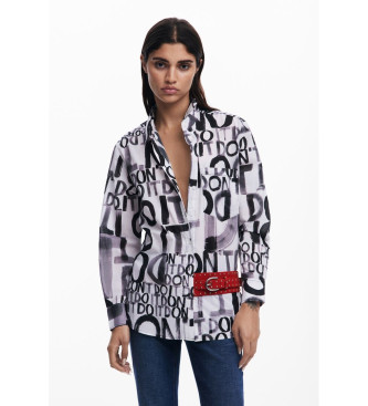 Desigual Letterig shirt wit, zwart