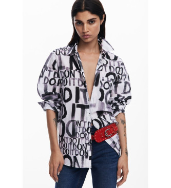 Desigual Letterig shirt wit, zwart