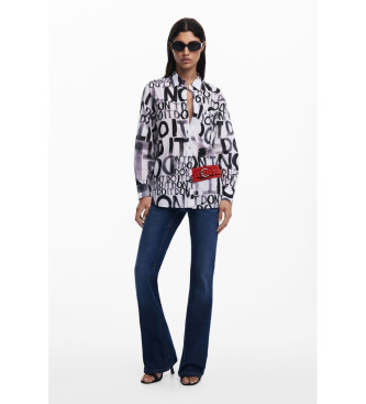 Desigual Letterig shirt wit, zwart