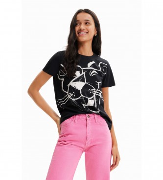 Desigual Pink Panther contrast T-shirt zwart
