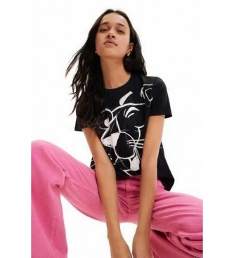 Desigual T-shirt Pantera Rosa Nera a Contrasto
