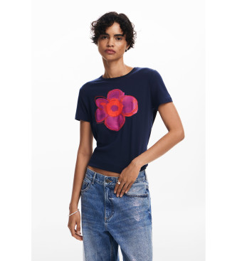 Desigual T-shirt met blauwe bloemenprint