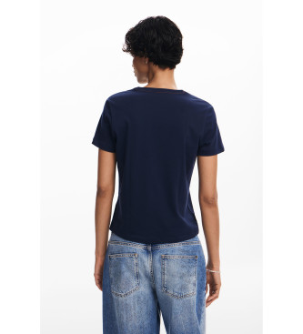 Desigual Blaues T-Shirt mit Blumendruck