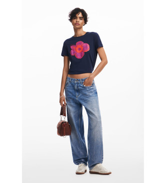 Desigual T-shirt met blauwe bloemenprint