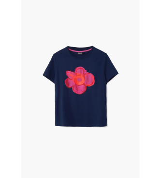 Desigual T-shirt met blauwe bloemenprint