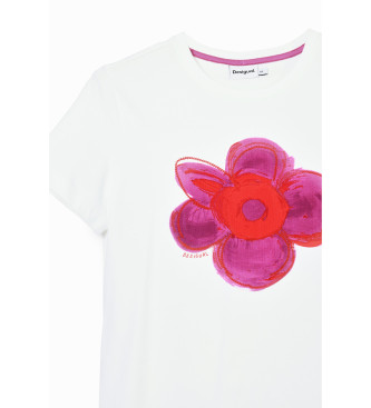 Desigual Weies T-Shirt mit Blumendruck