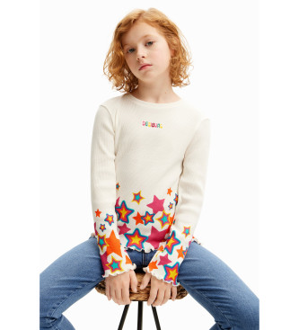 Desigual Beigefarbenes Sterne-T-Shirt