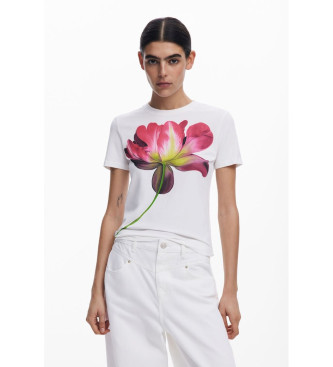 Desigual T-shirt grande fleur blanc