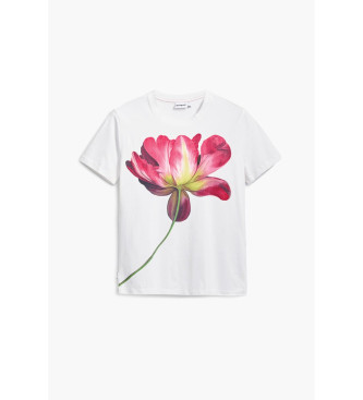 Desigual T-shirt grande fleur blanc