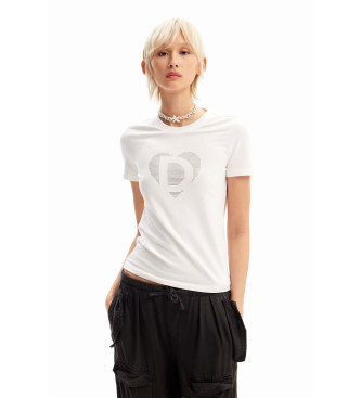 Desigual T-shirt med vit strass-logotyp