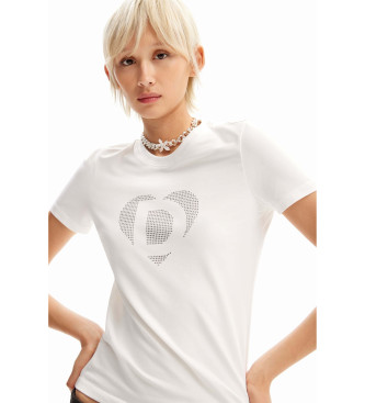 Desigual Camiseta imagotipo strass blanco