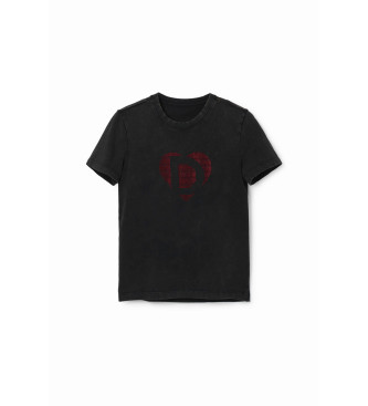 Desigual T-shirt noir avec logo en strass