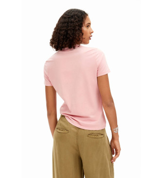 Desigual Pink strass logo t-shirt