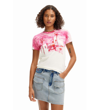 Desigual T-shirt com paisagem mediterrnica rosa