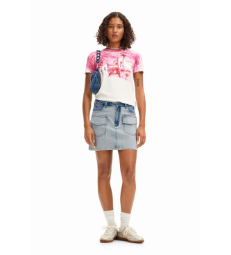 Desigual T-shirt com paisagem mediterrnica rosa