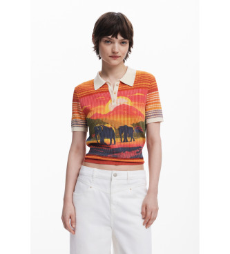 Desigual Elephant knitted T-shirt orange