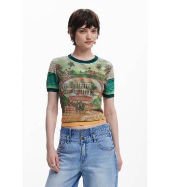 Desigual Landscape knitted T-shirt  green