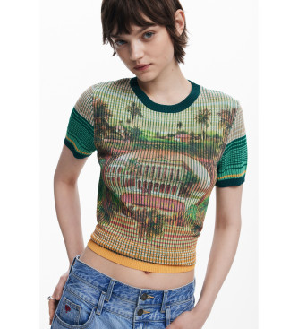 Desigual Landscape knitted T-shirt  green