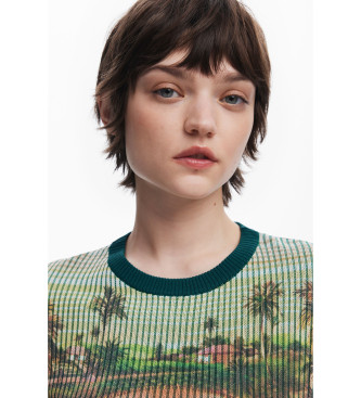 Desigual Landscape knitted T-shirt  green