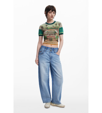 Desigual Landscape knitted T-shirt  green