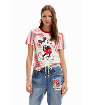 Desigual Rot gestreiftes Mickey Mouse-T-Shirt