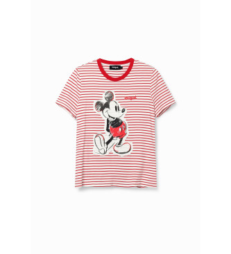 Desigual Czerwona koszulka w paski z Myszką Miki