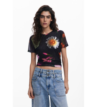 Desigual T-shirt in tulle stampato nero