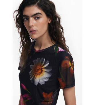 Desigual T-shirt in tulle stampato nero