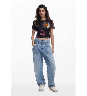 Desigual T-shirt in tulle stampato nero