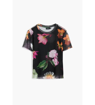 Desigual T-shirt in tulle stampato nero