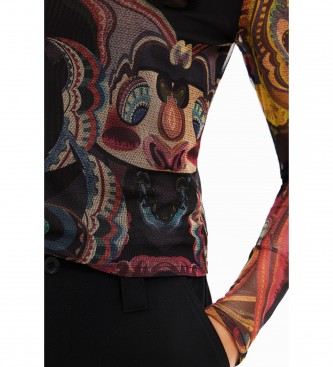 Desigual T-shirt tulle tapisserie M. Christian Lacroix noir, multicolore