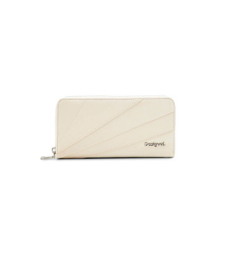 Desigual Teksturowany portfel z naszywką w kolorze złamanej bieli