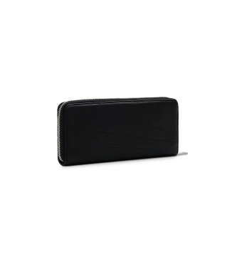Desigual Aufgesetzte strukturierte Brieftasche schwarz