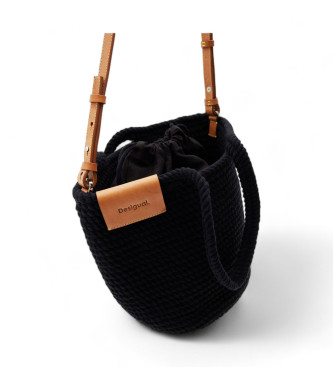 Desigual Braided leather basket M black