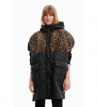 Desigual Chaleco animal print negro