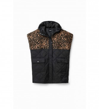 Desigual Chaleco animal print negro