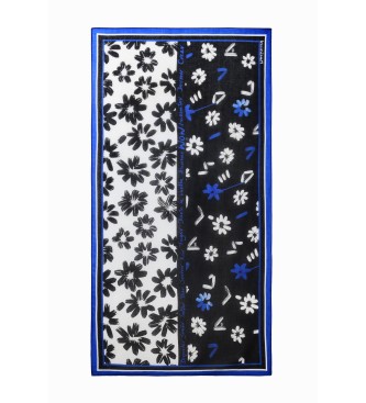 Desigual Rechteckiges Foulard blau arty Blumen