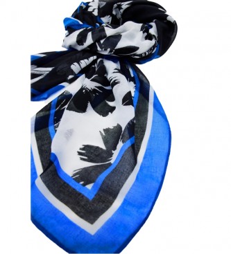 Desigual Rechthoekige foulard blauw kunstbloemen