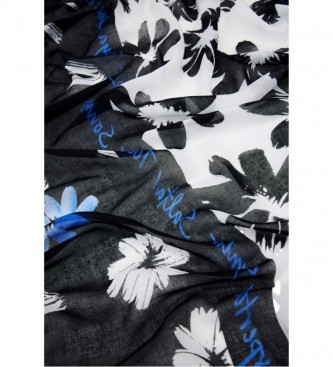 Desigual Rektangulr foulard bl arty blomster