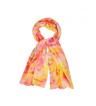 Desigual Rectangular scarf flowers arty orange