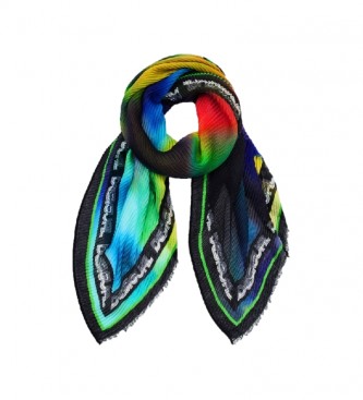 Desigual Rectangular pleated tie-dye multicoloured scarf