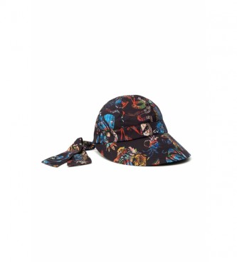 Desigual Chapéu de impressão Tropicuban preto, multicolor