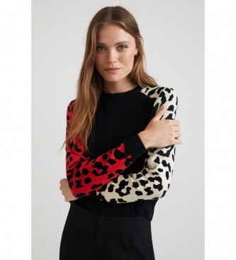 Desigual Carlyn black animal print sweater