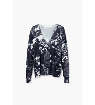 Desigual Pull en maille imprim textes noirs